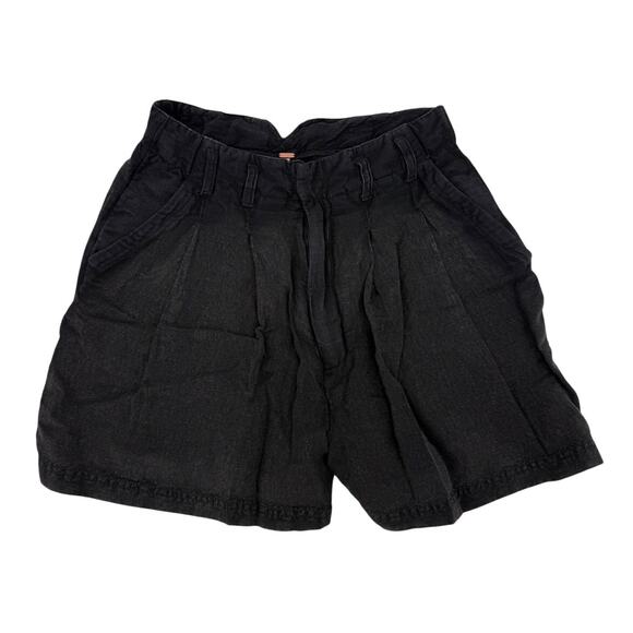 NWT Free People Calla Black Linen Blend High Rise Trouser Shorts Size 2 - Picture 1 of 10
